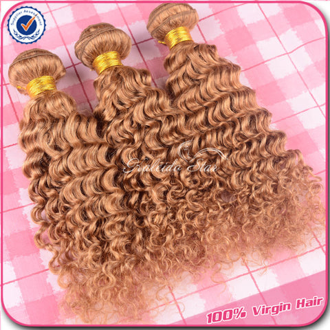 7A hair products discount brazilian virgin hair deep wave bundles3pcs color 27# brazilian hair human hair extension 7A