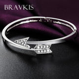 BRAVKIS austrian crystal bangles bracelet for women rhodium plated rhinestone arrow hand cuff bangle pulseiras bijoux UB0058B