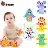 Sozzy 1 Pair Soft Baby Wrist Strap Socks Rattle Toy Cute Cartoon Garden Bug Plush Rattle with Ring Bell 0M+